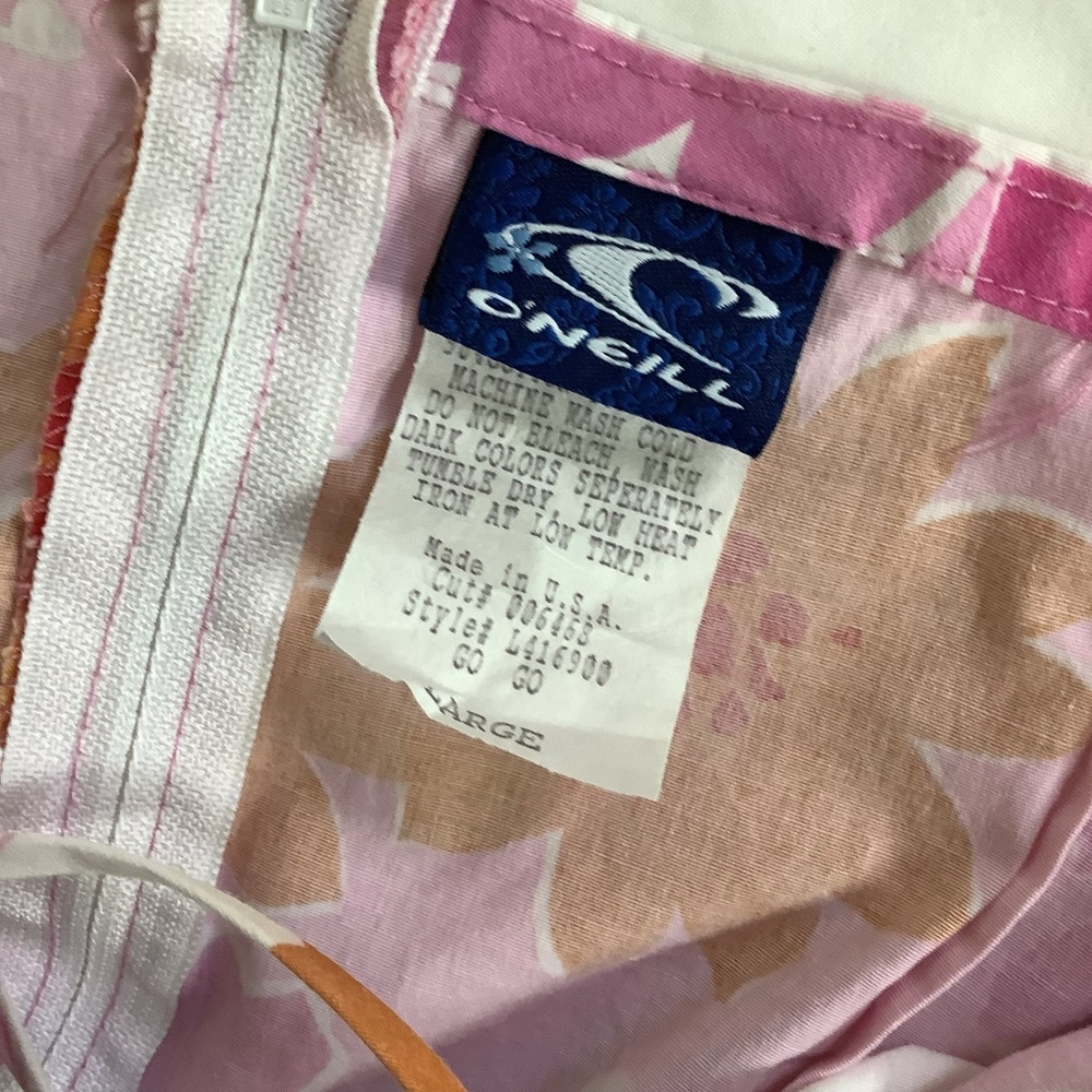O'Neill Go Go Floral Mini Dress Pink Orange Tropical Cutout Back Womens Large - Picture 8 of 8